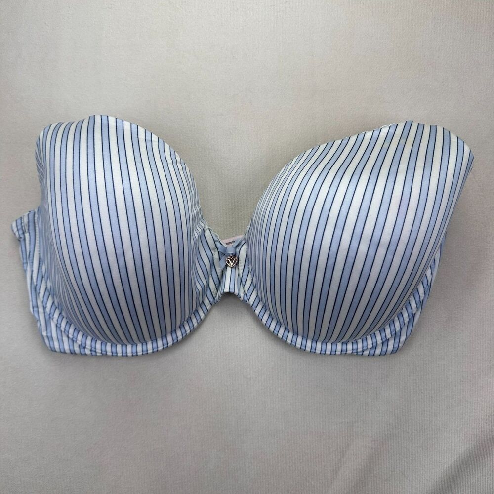 Victoria's Secret Body by Victoria Perfect Coverage Bra 34DDD Blue Stripe